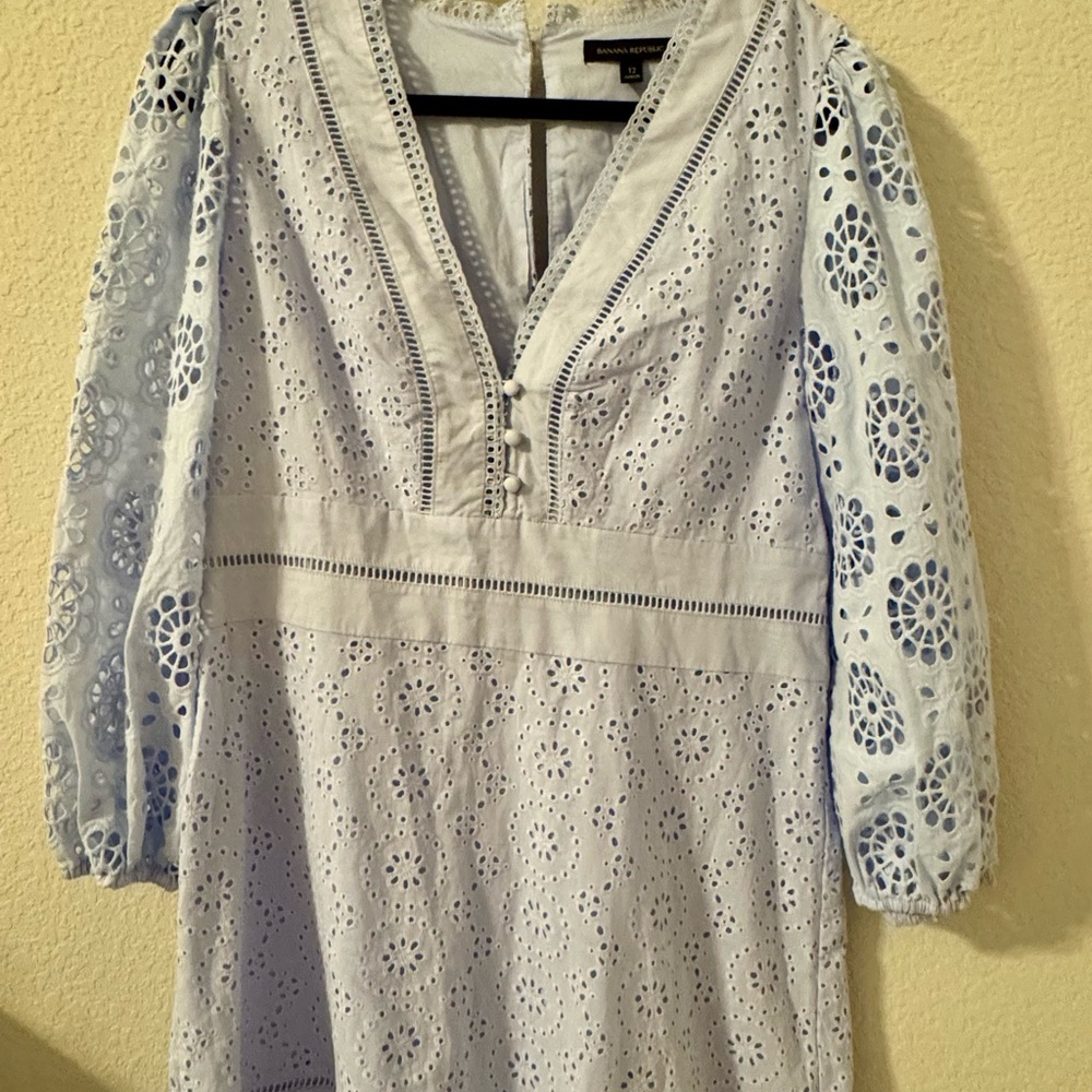 Banana Republic Light Blue Eyelet Blouse